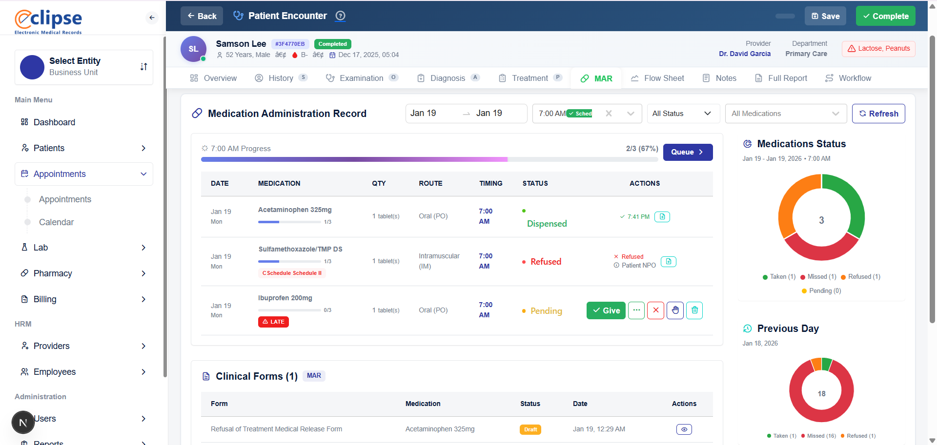 Eclipse EMR Dashboard Interface